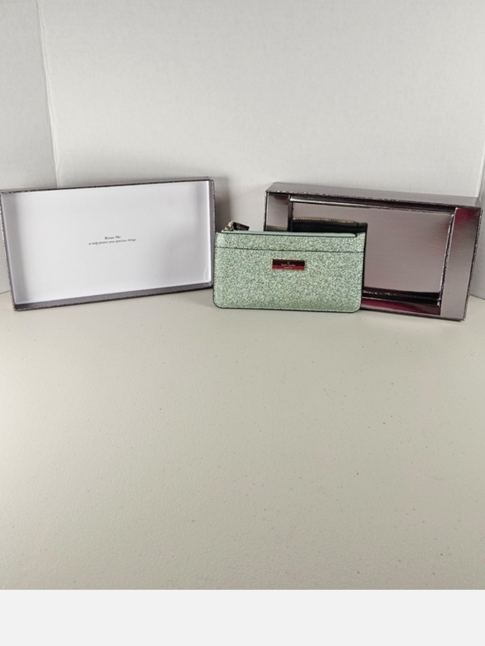 kate spade Glitter Card & Key Holder Seawater New/Box